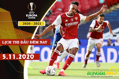 Lịch thi đấu Cúp C2/Europa League 2020/2021 đêm hôm nay 5/11