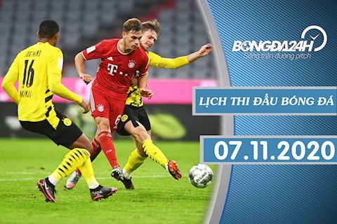 Lịch thi đấu bóng đá hôm nay 7/11/2020 : Dortmund đấu Bayern