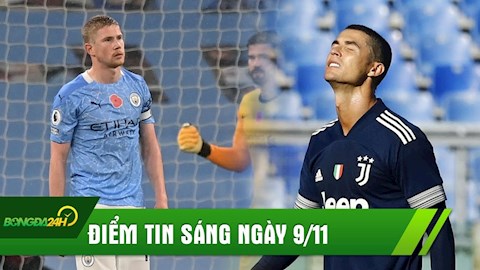 ĐIỂM TIN SÁNG 9/11: De Bruyne đá bay chiến thắng của Man City; Ronaldo không cứu nổi Juventus