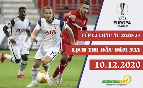 Lịch thi đấu Cúp C2/Europa League 2020/2021 đêm nay 10/12