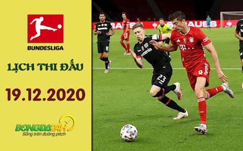 Lịch thi đấu Bundesliga 2020/2021 đêm hôm nay 19/12