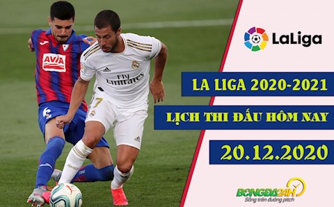 Lịch thi đấu La Liga 2020/2021 tối và đêm hôm nay 20/12