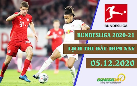 Lịch thi đấu Bundesliga 2020/21 đêm hôm nay 5/12