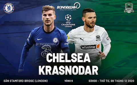 Nhận định bóng đá Chelsea vs Krasnodar 3h00 ngày 9/12 (Champions League 2020/21)