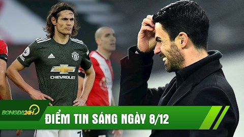 ĐIỂM TIN SÁNG 8/12: Arteta lập kỷ lục buồn sau trận thua Tottenham; MU vào cuộc cứu Cavani
