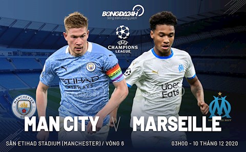 Nhận định bóng đá Man City vs Marseille 3h00 ngày 10/12 (Champions League 2020/21)