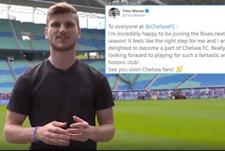 VIDEO: Timo Werner chính thức gửi lời chào tới fan Chelsea