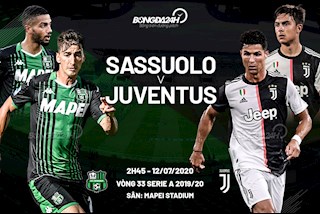 Nhận định bóng đá Sassuolo vs Juventus 2h45 ngày 16/7 (Serie A 2019/20)