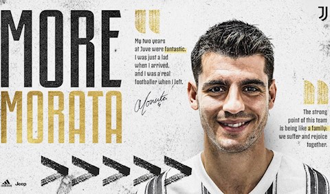 Morata CHÍNH THỨC trở lại Juventus dưới dạng cho mượn