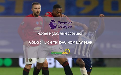 Lịch thi đấu Ngoại hạng Anh 2020/21 hôm nay 26/9