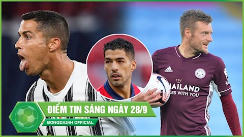 ĐIỂM TIN BÓNG ĐÁ SÁNG 28/9: Ronaldo tỏa sáng giúp Juventus thoát hiểm; Vardy lập Hattrick nghiền nát Man City
