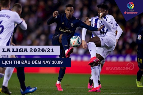 Lịch thi đấu vòng 4 La Liga 2020/2021 đêm nay 30/9