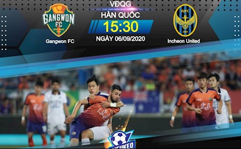 Nhận định bóng đá Gangwon vs Incheon 15h30 ngày 6/9 (VĐQG Hàn Quốc 2020)