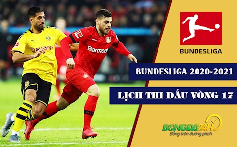Lịch thi đấu bóng đá Đức vòng 17 Bundesliga 2020/21 tuần này