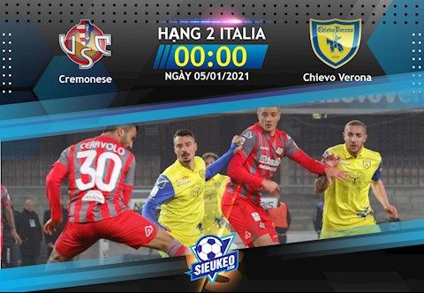 Nhận định bóng đá Cremonese vs Chievo 0h00 ngày 5/1 (Hạng 2 Italia 2020/21)