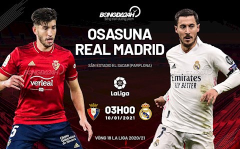 Nhận định bóng đá Osasuna vs Real Madrid 3h00 ngày 10/1 (La Liga 2020/21)