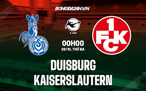 Nhận định, dự đoán Duisburg vs Kaiserslautern 0h00 ngày 26/10 (Hạng 3 Đức 2021/22)