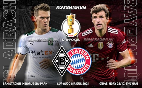 Nhận định bóng đá Gladbach vs Bayern Munich 1h45 ngày 28/10 (Cúp quốc gia Đức 2021/22)