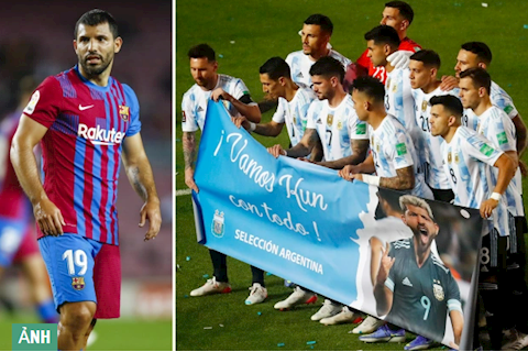 Lionel Messi và các đồng đội có hành động ý nghĩa với Sergio Aguero