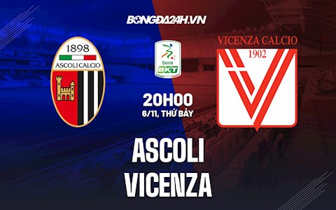 Nhận định,  Ascoli vs Vicenza 20h00 ngày 6/11 (Hạng 2 Italia 2021/22)