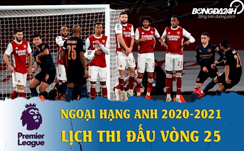 Lịch thi đấu vòng 25 Ngoại hạng Anh 2020/21: Arsenal đấu Man City