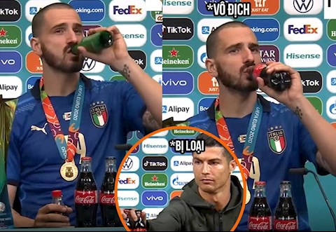 Vui vô địch, Bonucci không quên troll Cristiano Ronaldo trong phòng họp báo