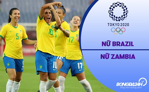 Video nữ Brazil vs nữ Zambia (Vòng bảng Bóng đá nữ Olympic 2020)