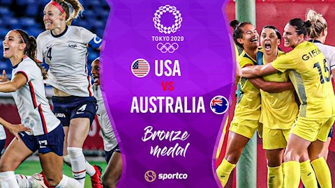 Trực tiếp bóng đá Nữ Australia vs Mỹ tranh hạng ba Olympic Tokyo 2020