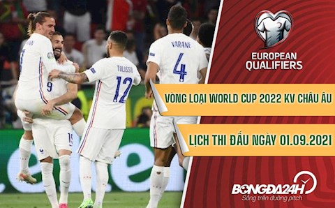 Lịch thi đấu Vòng loại World Cup 2022 châu Âu hôm nay 1/9