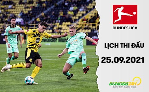 Lịch thi đấu Bundesliga 2021/2022 hôm nay 25/9: Gladbach vs Dortmund