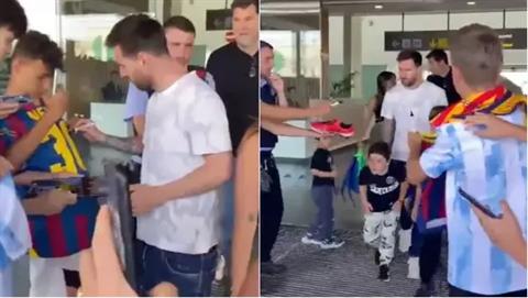 Messi làm náo loạn sân bay khi trở lại Barcelona