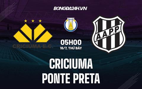 Nhận định bóng đá Criciuma vs Ponte Preta 5h00 ngày 16/7 (Hạng 2 Brazil 2022)