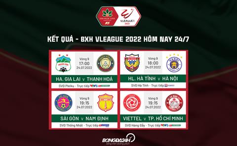 Kết quả - Bảng xếp hạng V.League 2022 hôm nay 24/7