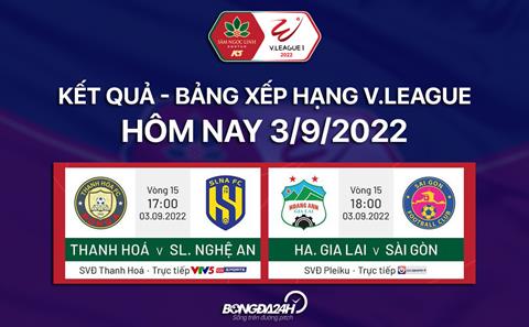 Kết quả - Bảng xếp hạng V.League 2022 hôm nay 3/9 cập nhật nhanh nhất