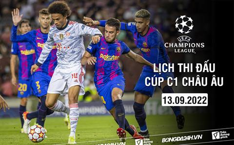 Lịch thi đấu Cúp C1 châu Âu 2022/23 đêm nay 13/9 rạng sáng 14/9