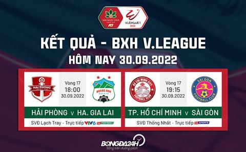 Kết quả - Bảng xếp hạng V.League 2022 hôm nay 30/9 mới cập nhật