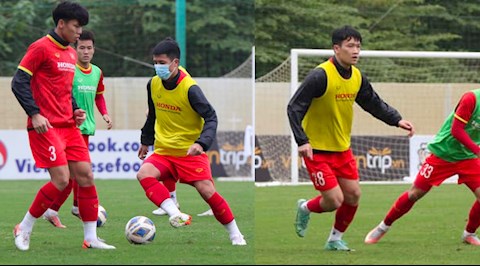 ĐT Việt Nam đón sự trở lại của Hoàng Đức, Bùi Tiến Dũng đeo khẩu trang để tập