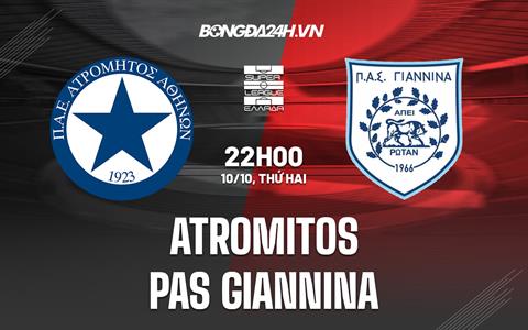 Nhận định Atromitos vs PAS Giannina 22h00 ngày 10/10 (VĐQG Hy Lạp 2022/23)