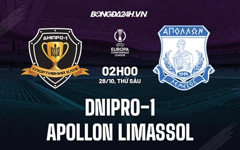 Nhận định Dnipro-1 vs Apollon Limassol 2h00 ngày 28/10 (Europa Conference League 2022/23)
