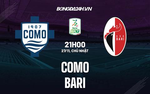 Nhận định bóng đá Como vs Bari 21h00 ngày 27/11 (Hạng 2 Italia 2022/23)