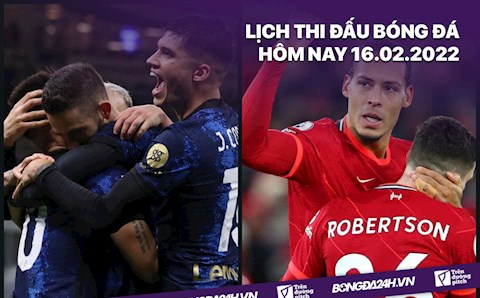 Lịch thi đấu bóng đá hôm nay 16/2: Inter Milan vs Liverpool