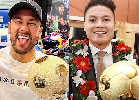 Neymar nhận bóng Vàng... như của Quang Hải