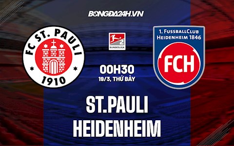Nhận định, soi kèo St.Pauli vs Heidenheim 0h30 ngày 19/3 (Hạng 2 Đức 2021/22)
