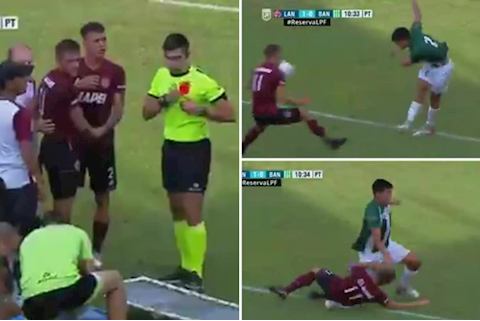 VIDEO: Nhận thẻ đỏ vì ngã vào người đối thủ