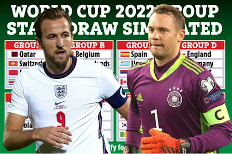 Bốc thăm vòng bảng WC 2022: Anh và Đức nằm chung bảng