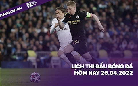 Lịch thi đấu bóng đá hôm nay 26/4/2022: Man City vs Real Madrid