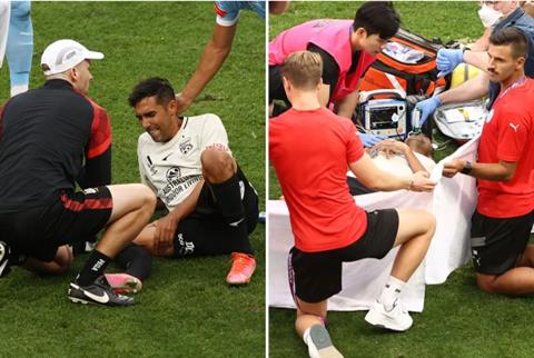 Cầu thủ bị gãy chân chờ đợi trong đau đớn vì không có xe cứu thương