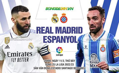 Nhận định Real Madrid vs Espanyol (20h00 ngày 11/3): Chạy đà trước đại chiến