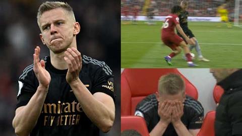 Oleksandr Zinchenko suýt khóc sau trận hòa Liverpool