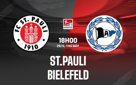 Nhận định - dự đoán St.Pauli vs Bielefeld 18h00 ngày 29/4 (Hạng 2 Đức 2022/23)